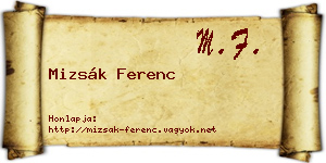 Mizsák Ferenc névjegykártya