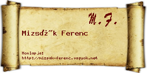 Mizsák Ferenc névjegykártya